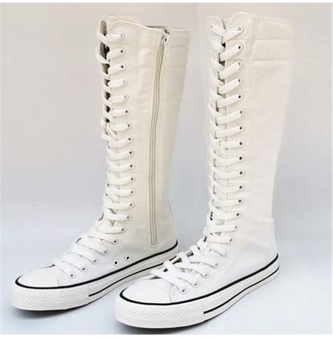 knee high canvas sneakers.